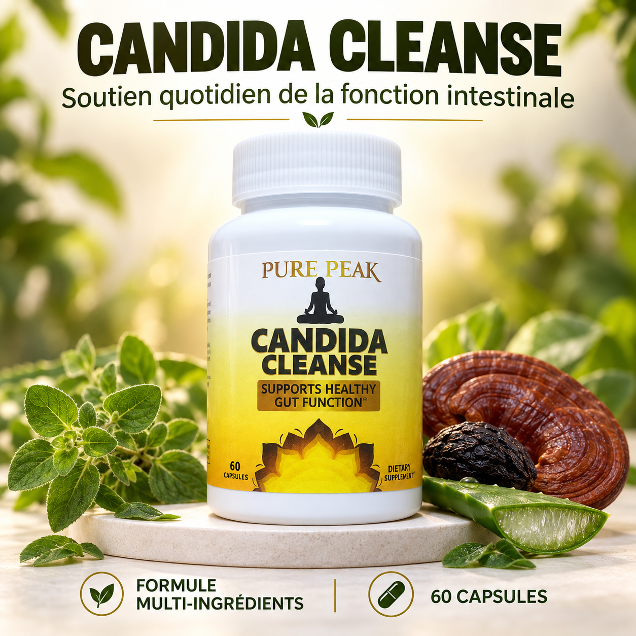 Candida Cleanse — Élimination des Mycoses Récidivantes, Pertes & Mauvaise Digestion (60 gélules)