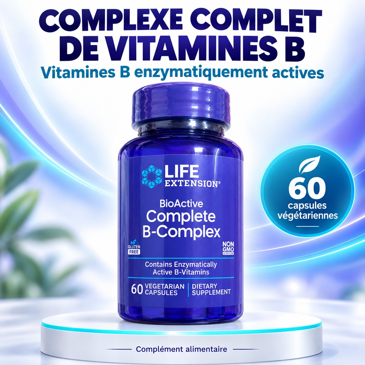 BioActive Complete B-Complex (Life Extension) — Énergie Cellulaire, Anti-Fatigue & Système Nerveux (60 Gélules)