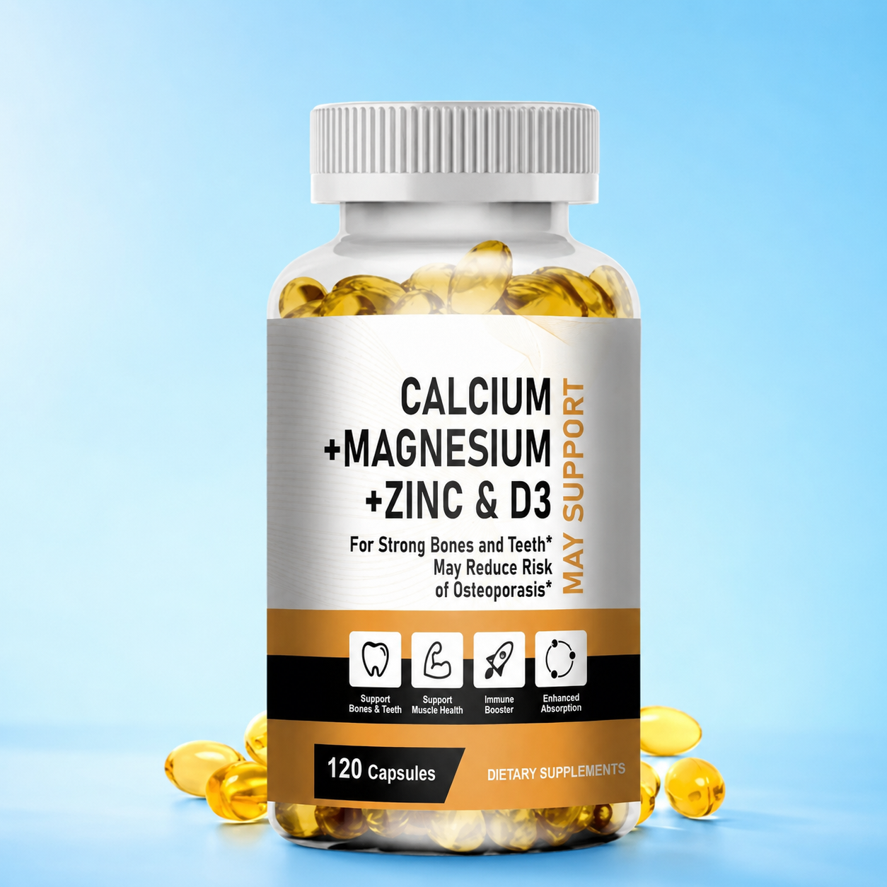 Calcium + Magnésium + Zinc & Vitamine D3 — Les 4 Minéraux Vitaux Réunis (100 comprimés)
