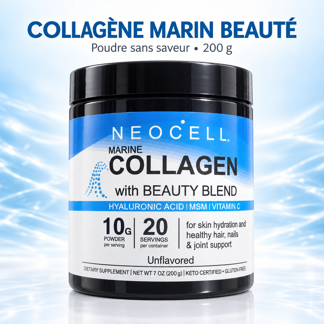 Collagène Marin NeoCell & Acide Hyaluronique — Peau Rebondie, Cheveux Forts & Ongles Durs (120 gélules)