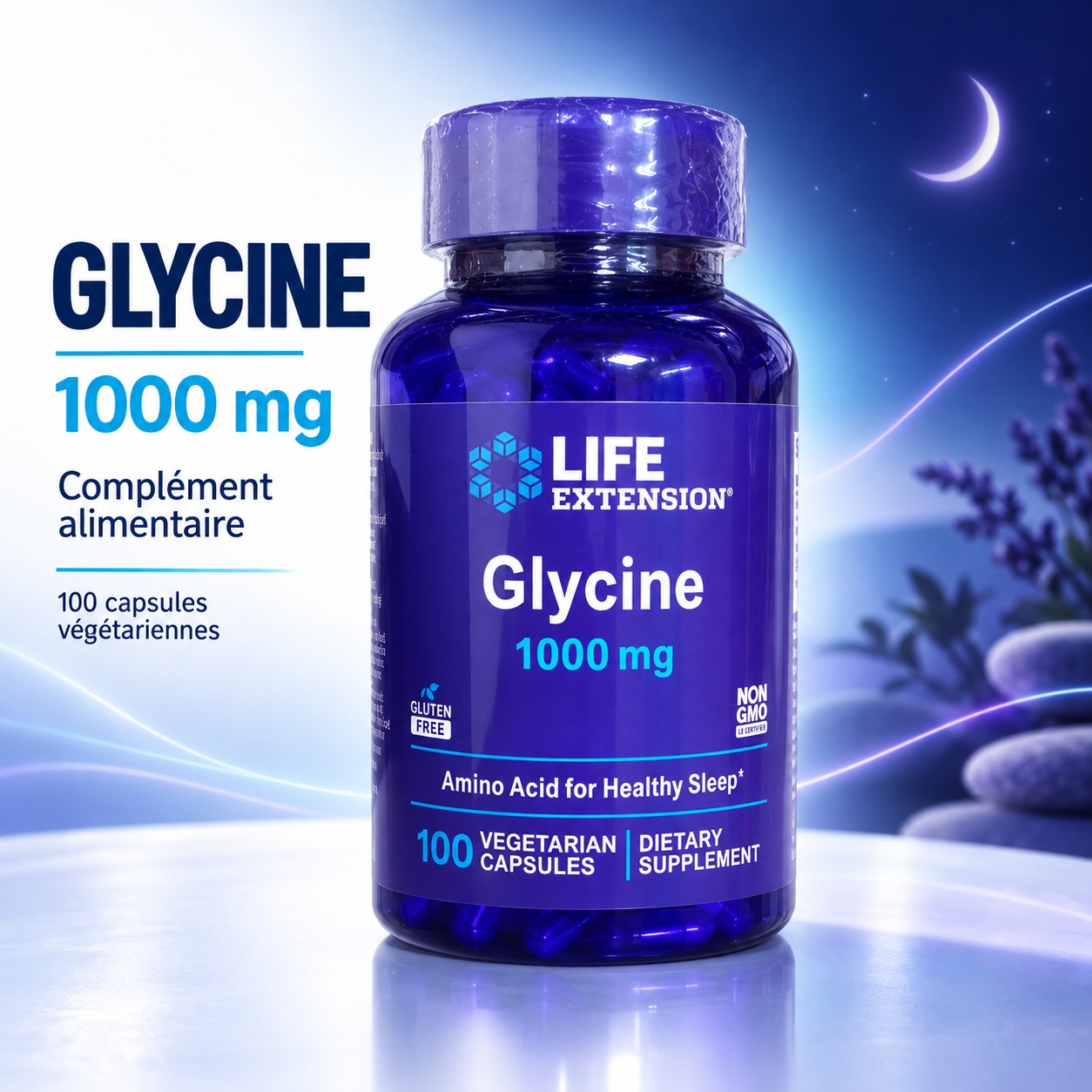 Glycine 1 000 mg (Life Extension) — Sommeil Profond, Sérénité Mentale & Régénération Tissulaire (100 Gélules)