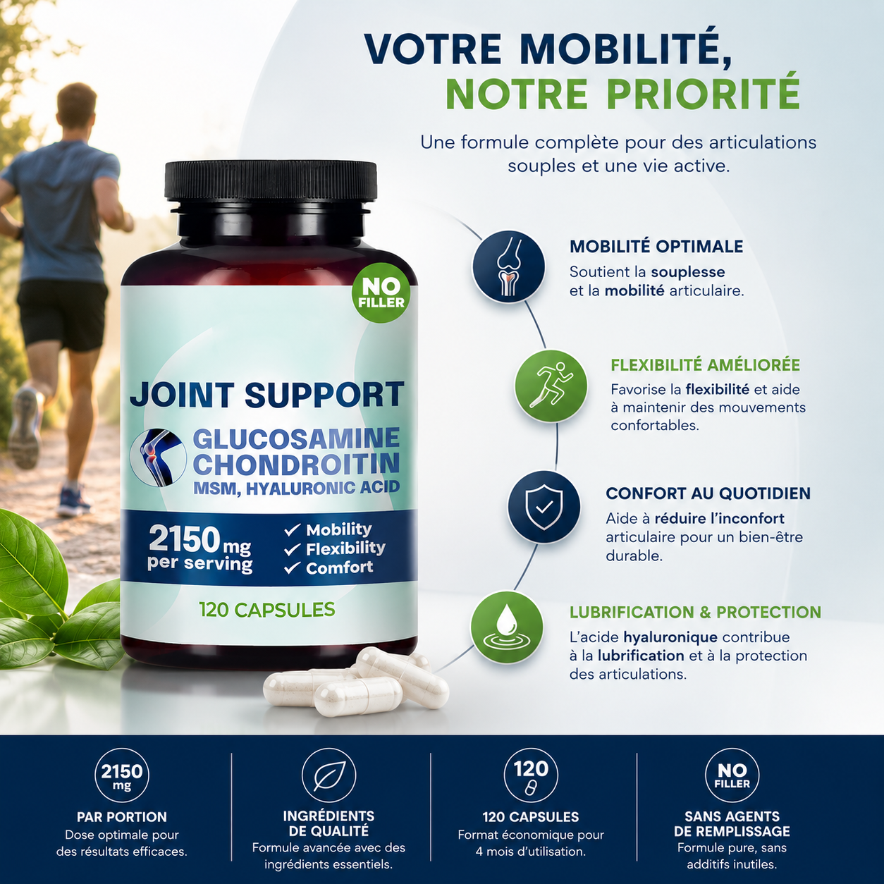 Joint Support Ultra 4-en-1 — Le Remède Américain pour Huiler vos Articulations (120 gélules)