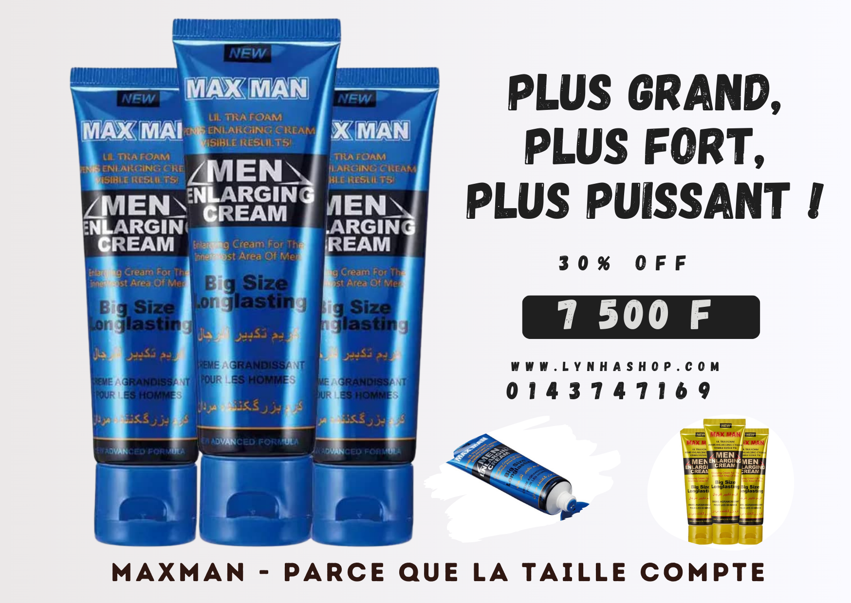 MAXMAN Gel de Massage pour Homme — Vigueur, Fermeté & Énergie Masculine (Tube 60 g)