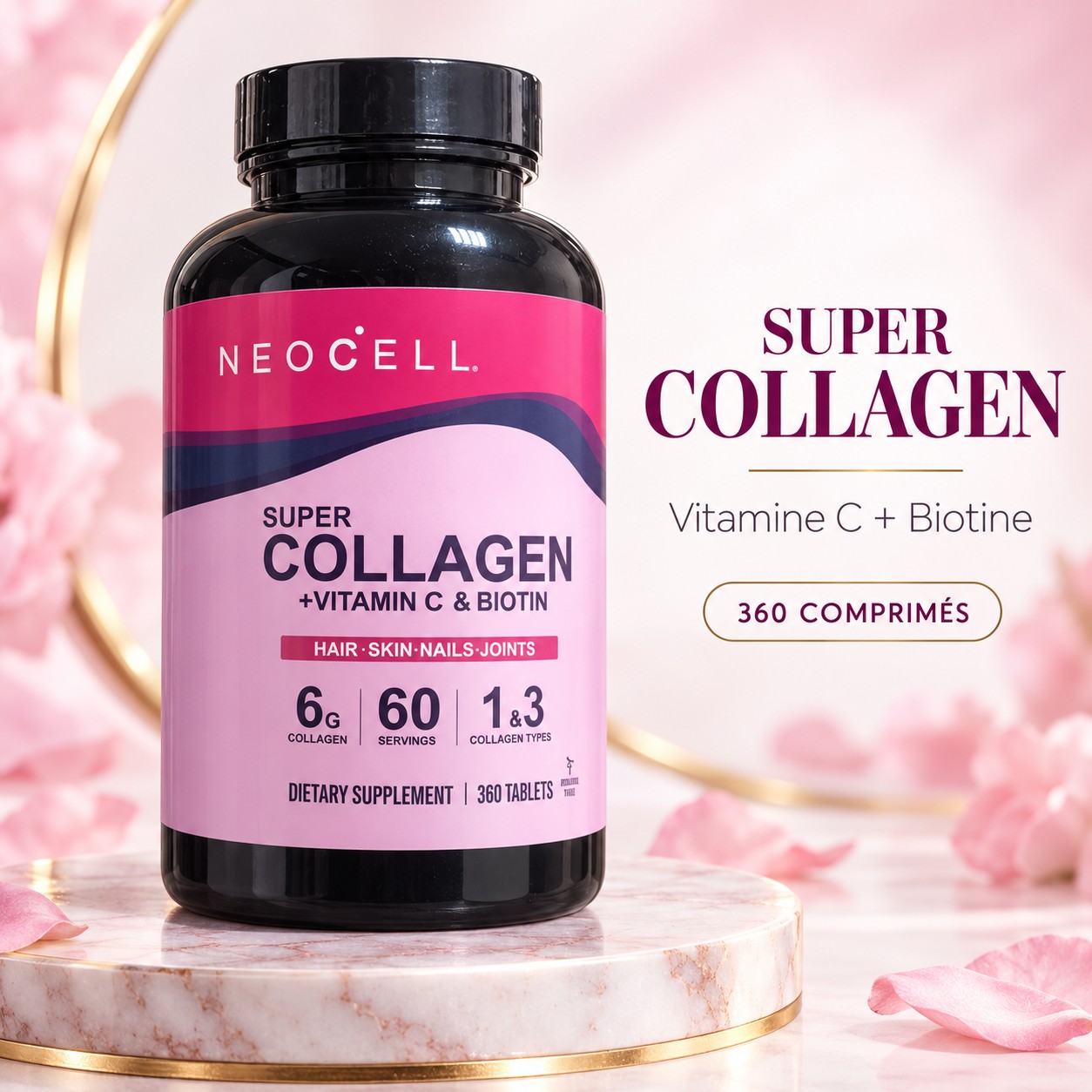 NeoCell — Super Collagen + Vitamine C & Biotine (Format Géant 360 Comprimés)