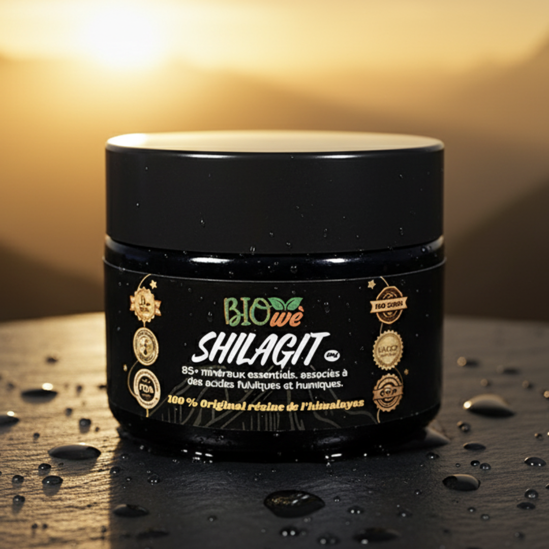 SHILAJIT BIO’WÈ — Véritable Résine Pure de l'Himalaya Grade Or (Pot 50 g avec spatule)