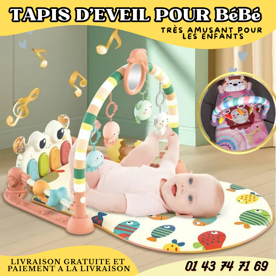 Tapis d’Éveil Moelleux Bébé avec Arches & Jouets — Confort, Jeux & Sécurité sur le Carrelage