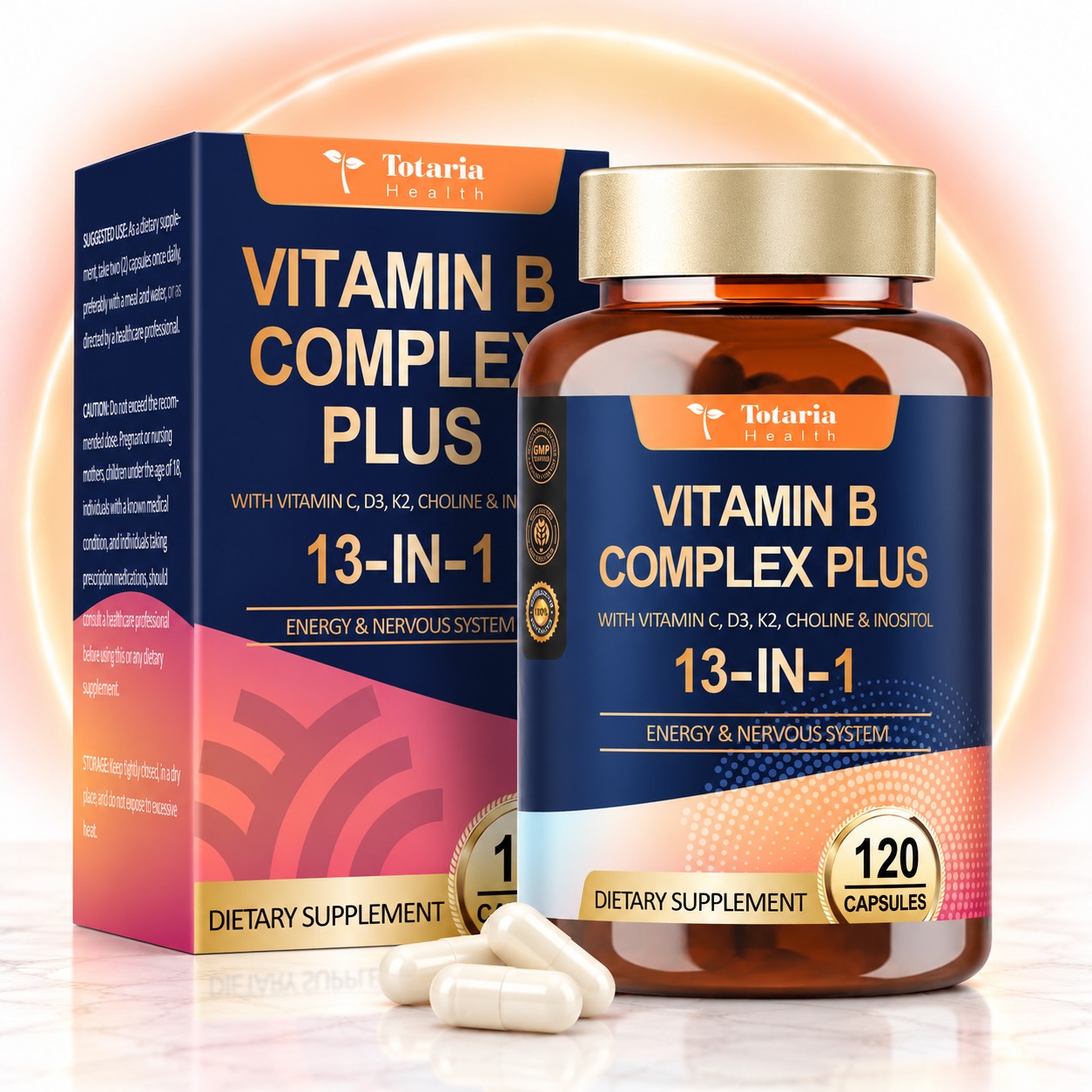 Totaria Health Vitamin B Complex Plus 13-in-1 — Énergie Globale, Immunité & Système Nerveux (120 Capsules)