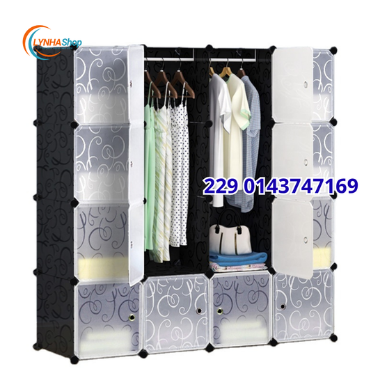 Le Dressing Dont Vous Rêviez ! L'Armoire 16 Cubes : Capacité Illimitée et l'Élégance du Bois Naturel.