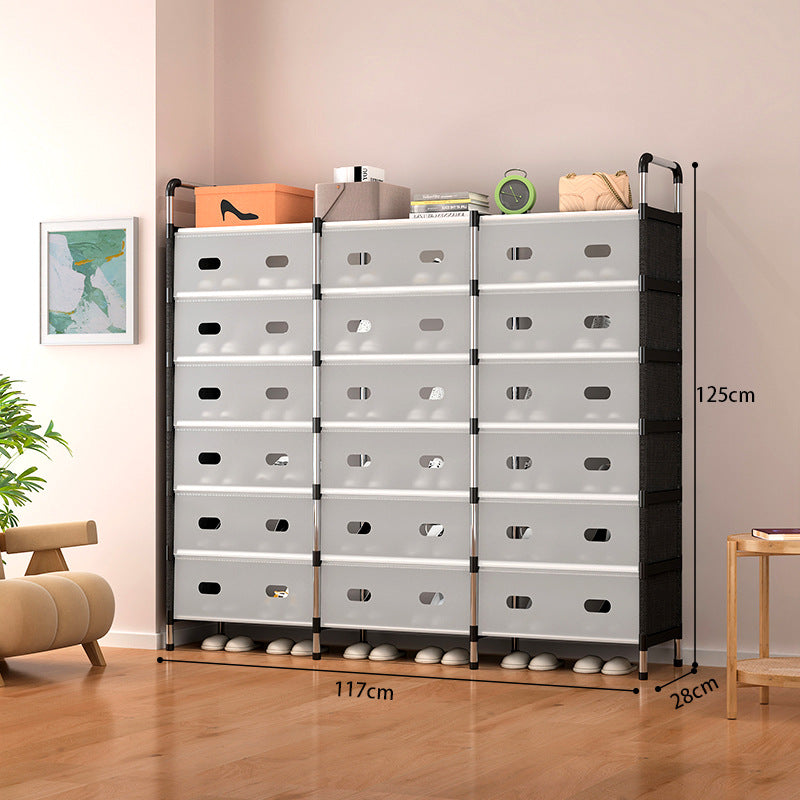 Étagère à Chaussures 6 Niveaux avec Porte Anti-Poussière – Grande Capacité, Rangement Modulable, Structure Métallique Solide