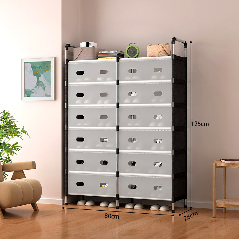 Étagère à Chaussures 6 Niveaux avec Porte Anti-Poussière – Grande Capacité, Rangement Modulable, Structure Métallique Solide