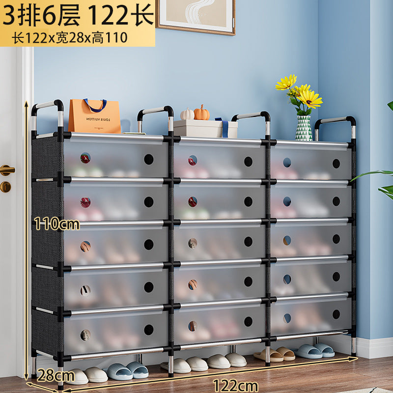 Étagère à Chaussures 6 Niveaux avec Porte Anti-Poussière – Grande Capacité, Rangement Modulable, Structure Métallique Solide