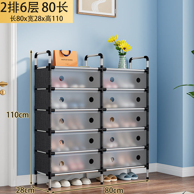 Étagère à Chaussures 6 Niveaux avec Porte Anti-Poussière – Grande Capacité, Rangement Modulable, Structure Métallique Solide