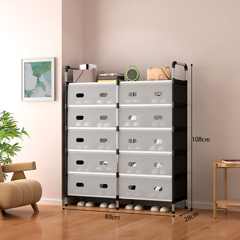 Étagère à Chaussures 6 Niveaux avec Porte Anti-Poussière – Grande Capacité, Rangement Modulable, Structure Métallique Solide